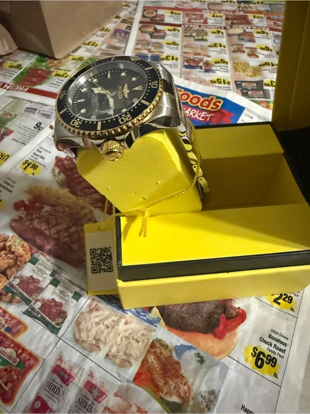 Invicta Two-Tone Silver and Gold Dive Watch with Black Dial